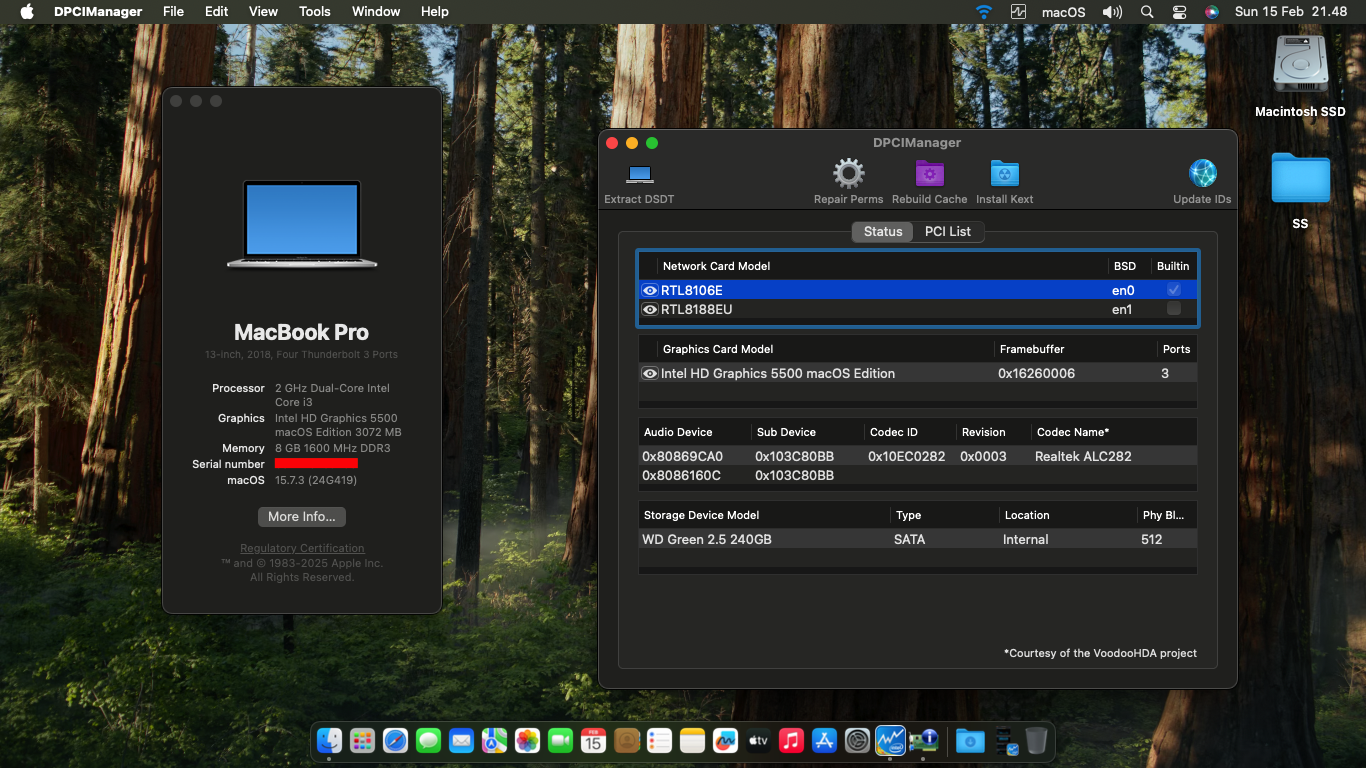 Success Hackintosh macOS Sequoia 15.7.3 Build 24G419 in HP 14-AC156TU
